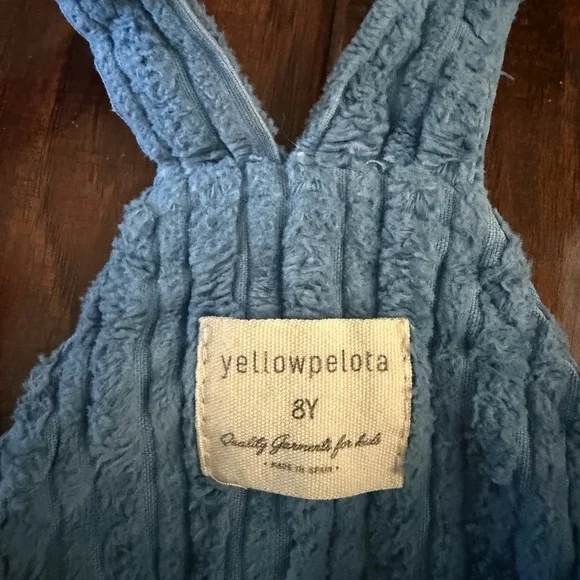 Light Blue Ribbed velvet  Kids One-Piece Overalls - Picture 5 of 5